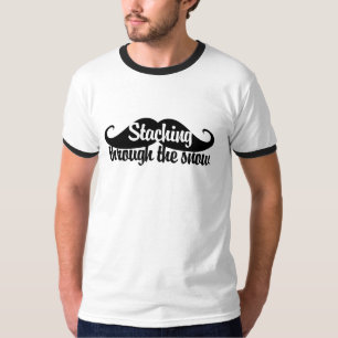 Staching through the Snow Moustache Humour T-Shirt
