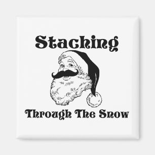 Staching Through The Snow Santa Magnet