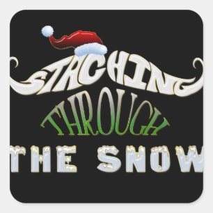 Staching Through the Snow Square Sticker