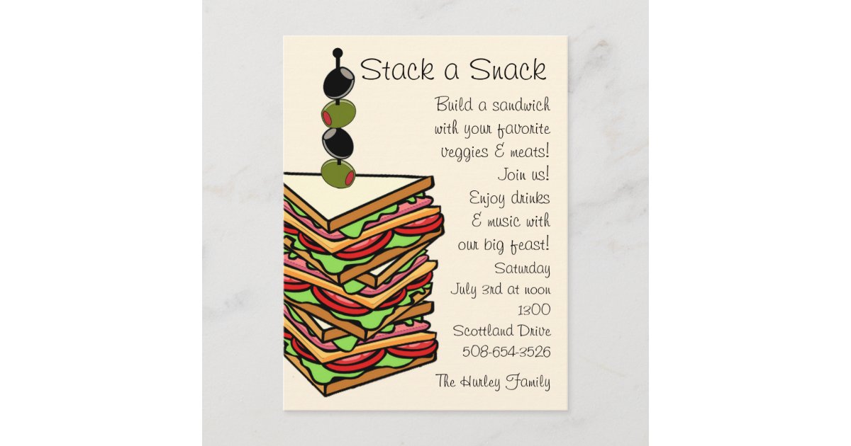 Stack a Snack Feast invitation Zazzle