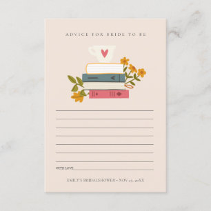Stack Books Floral Advice For Bride Bridal Shower Enclosure Card