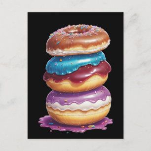 Stack of big doughnuts postcard