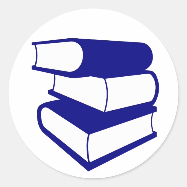 Stack Of Blue Books Classic Round Sticker (Front)