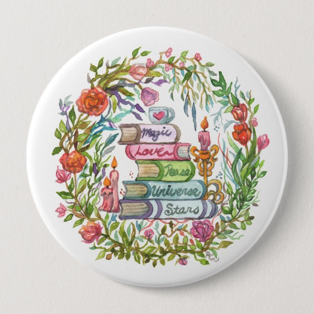 Stack of Books 10 Cm Round Badge (Front)