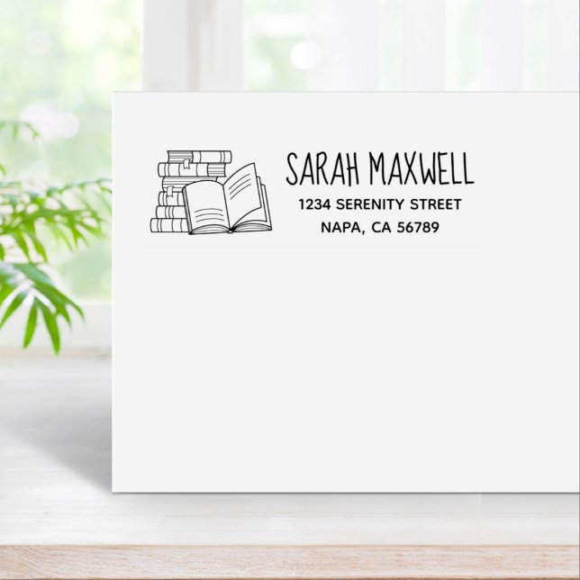 Stack of Books and Open Book Address Rubber Stamp (Creator Uploaded)