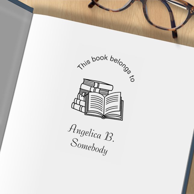Stack of Books and Open Book - Bookplate Rubber Stamp (Creator Uploaded)