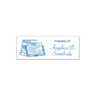Stack of Books and Open Book Etched Bookplate