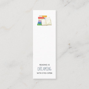 Stack of Books and Open Book Quote Mini Business Card