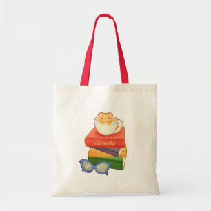 Stack Of Books And Tea Cup Bear  Tote Bag