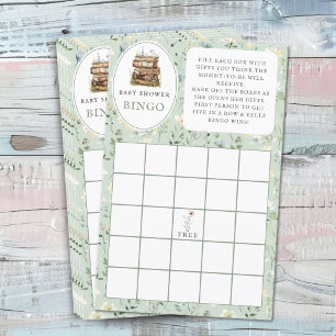 Stack of books baby shower 'Gift Bingo' game sheet