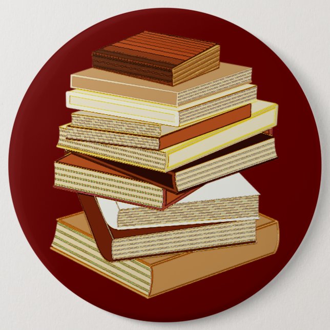 Stack Of Books - Beige 6 Cm Round Badge (Front)
