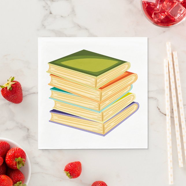 Stack of Books Book Lover Art and Reading  Napkin (Creator Uploaded)