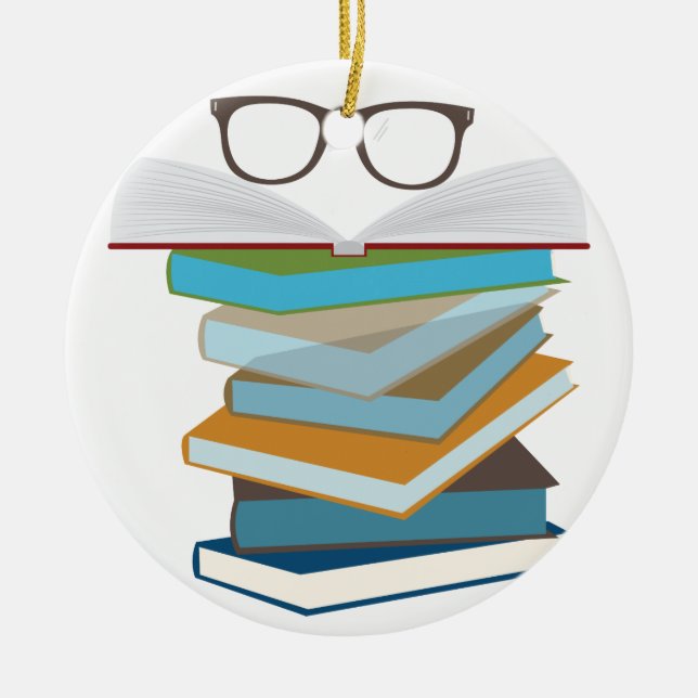 Stack Of Books Ceramic Tree Decoration (Front)