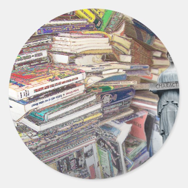 Stack of Books Classic Round Sticker (Front)