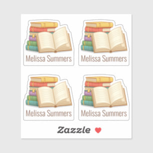 Stack of Books Custom Name Bookplate