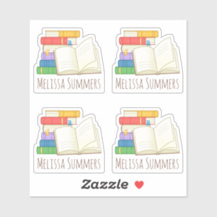 Stack of Books Custom Name Bookplate