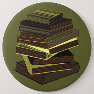 Stack Of Books - Green 6 Cm Round Badge
