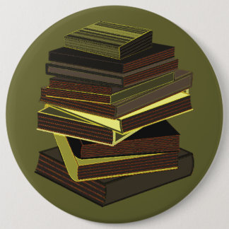 Stack Of Books - Green 6 Cm Round Badge