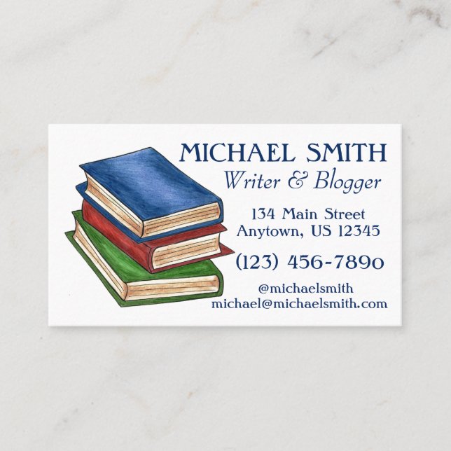 Stack of Books Library Book Writer Reading Teacher Business Card (Front)