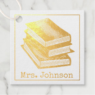 Stack of Books Personalised School Teacher Gift Favour Tags