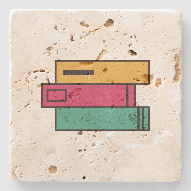 stack of books stone coaster (Front)