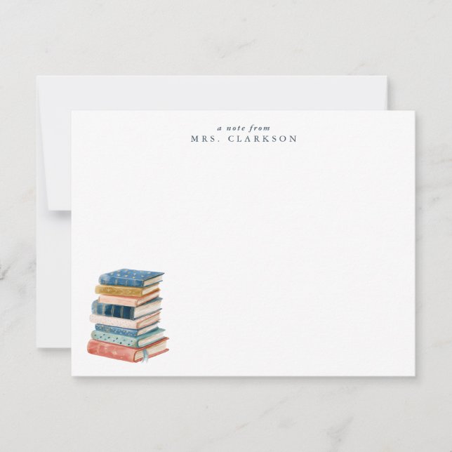 Stack of Books  Teacher Personal Stationery  Invitation (Front)