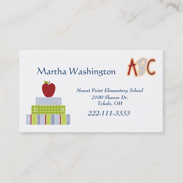 Stack of Books Teachers Business Card (Front)