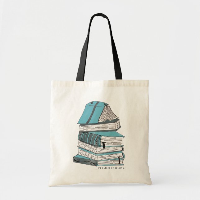 Stack Of Books Watercolor Tote Bag (Front)