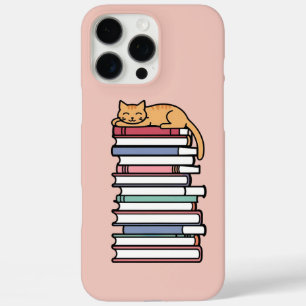 Stack of Books with Sleeping Cat – Cosy iPhone 16 Pro Max Case
