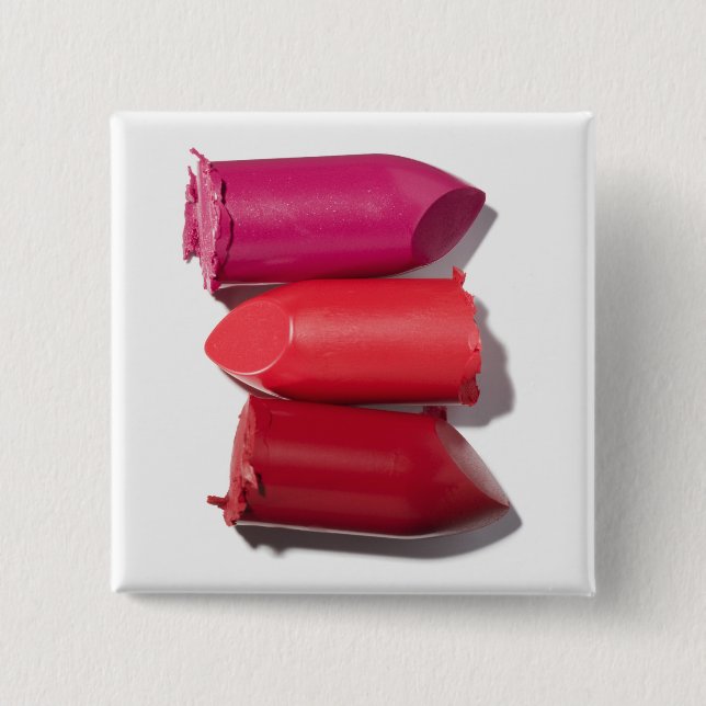 Stack of broken lipstick 15 cm square badge (Front)