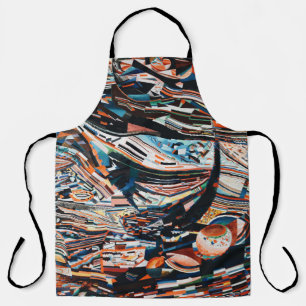 Stack of brown and blue wooden boat lot apron