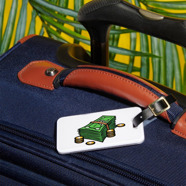 Stack of Cash with Coins Money Luggage Tag (Creator Uploaded)