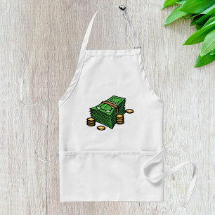 Stack of Cash with Coins Money Standard Apron