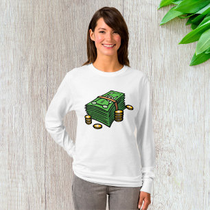 Stack of Cash with Coins Money T-Shirt