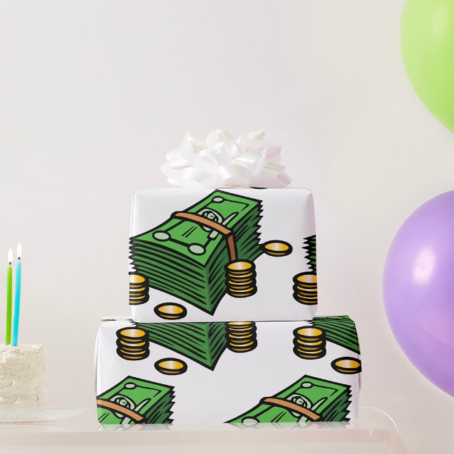 Stack of Cash with Coins Money Wrapping Paper (Creator Uploaded)