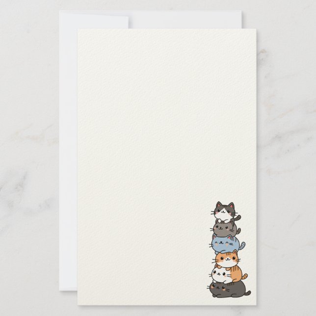 Stack Of Cats Stationery (Front)