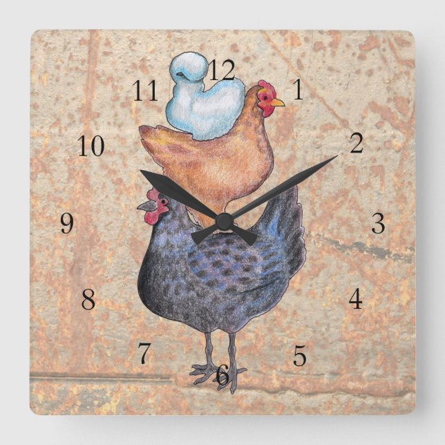 Stack of Chickens Wall Clock (Front)