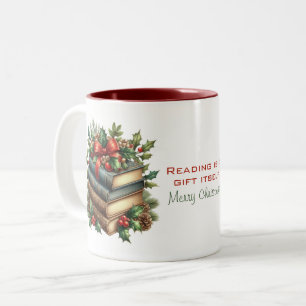 Stack of Christmas Novels Reading Quote Two-Tone Coffee Mug