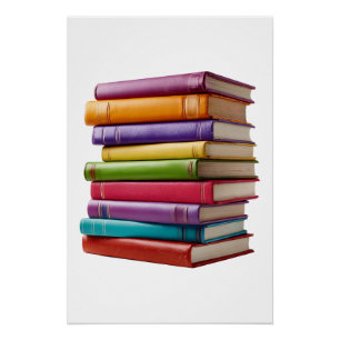Stack of Colorful Books Poster