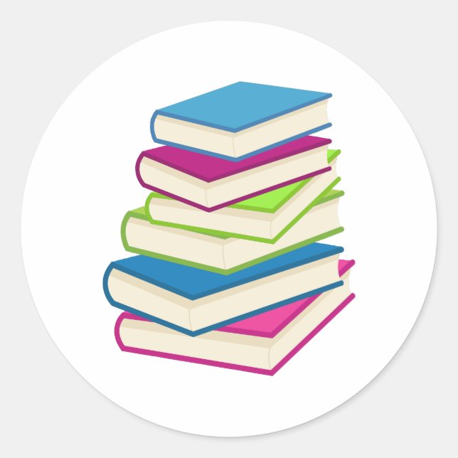 Stack Of Colourful Books Classic Round Sticker (Front)