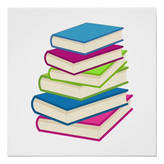 Stack Of Colourful Books Poster (Front)
