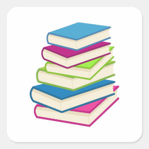 Stack Of Colourful Books Square Sticker