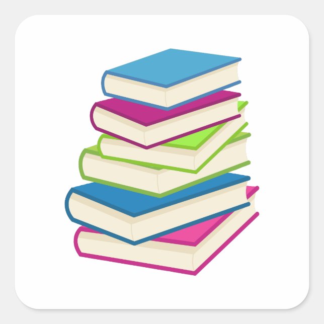 Stack Of Colourful Books Square Sticker (Front)
