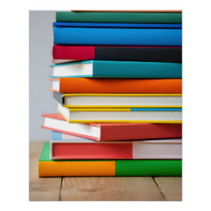 Stack of Colourful Textbooks  Poster