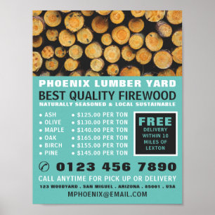Stack of Firewood, Lumber/Timber/Wood Yard Poster