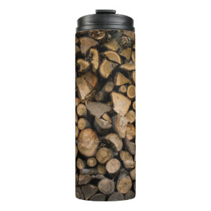 Stack of firewoods thermal tumbler