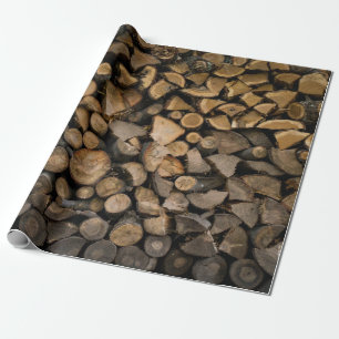 Stack of firewoods wrapping paper