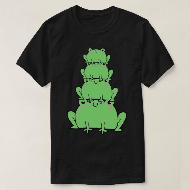 Stack of Frogs Funny T-Shirt (Design Front)