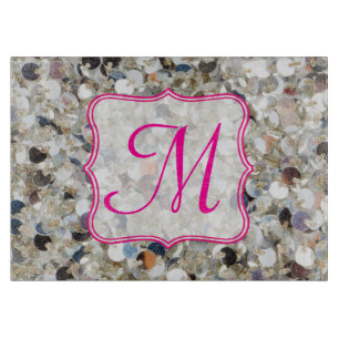 Stack of Glitter Monogram Glass Cutting Board