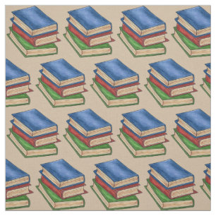 Stack of Library Books Reading Teacher Librarian Fabric